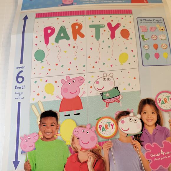 Peppa Pig Party Decor Kit Scene Setters Banner Swirl Hanging Props 31pc Bundle - Picture 14 of 16